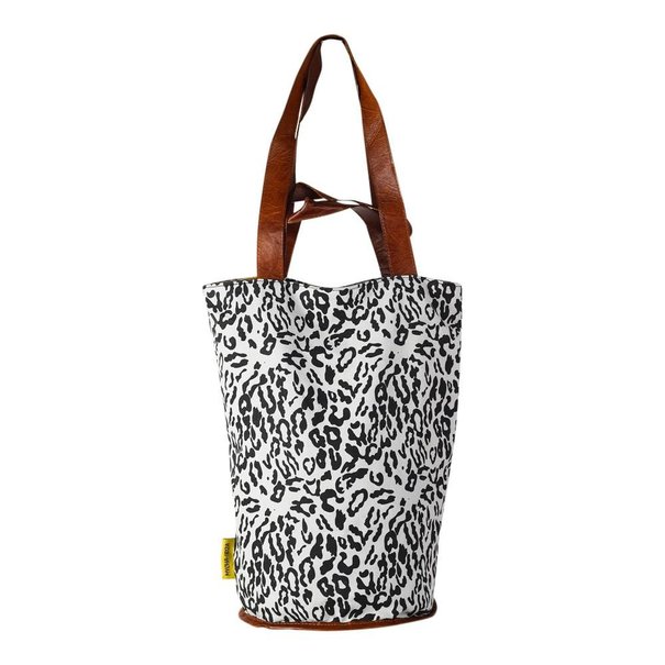 Mycha Ibiza Mycha Ibiza – leopard tas - shopper -  tas met rits - grijs – Ibiza – 100% katoen