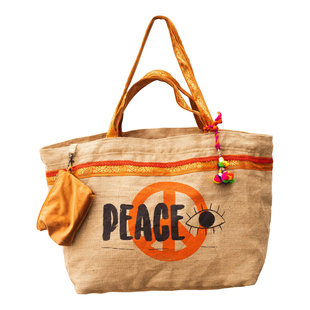Eivissa XL2 recyclede jute shopper strandtas Oranje