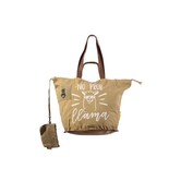 Mycha Ibiza - tas - ritssluiting - strandtas - shopper - clutch - lederen hengsels - Lama White