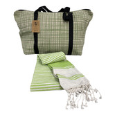 Take A Towel gerecyclede strandtas + hamamdoek Appelgroen