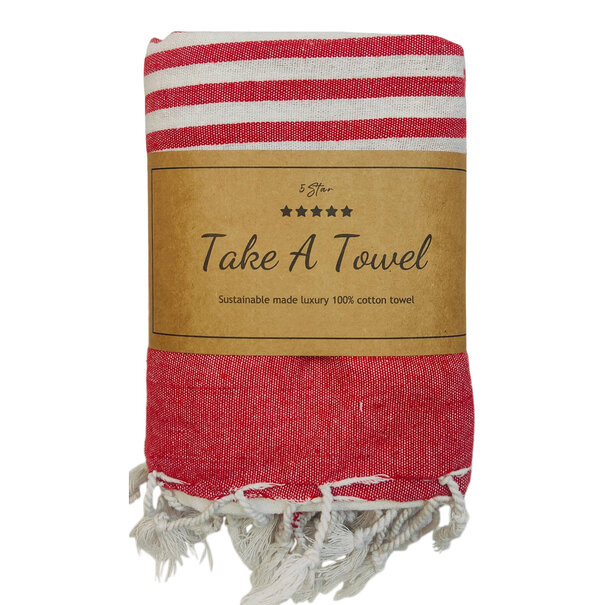 Take A Towel hamamdoek Helen rood ca 90x170 cm