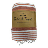 Polycotton Fouta met tas Guus 1 oranje Ca 90 x180 cm
