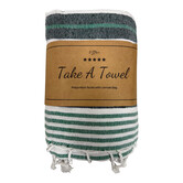 Polycotton Fouta met tas Guus 2 groen Ca 90 x180 cm