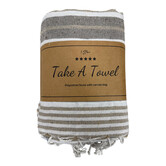 Polycotton Fouta met tas Guus 4 creme Ca 90 x180 cm