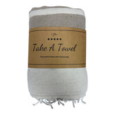 Polycotton Fouta met tas Guus 7 bruin Ca 90 x180 cm