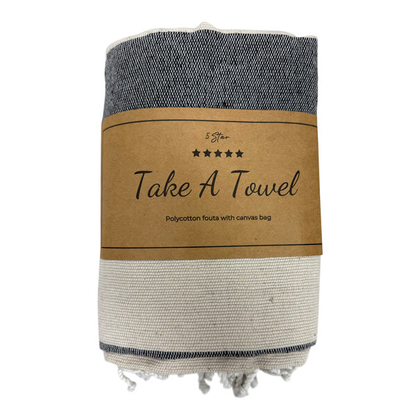 Polycotton Fouta met tas Guus 8 grijs Ca 90 x180 cm