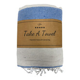 Polycotton Fouta met tas Guus 9 Blauw uni Ca 90 x180 cm