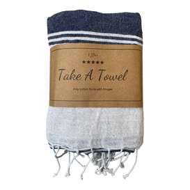 Polycotton Fouta Liz 3 zwart Ca 90 x180 cm