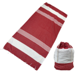 2 in 1 -  Fouta tas Jip 2  rood Ca 90 x180 cm