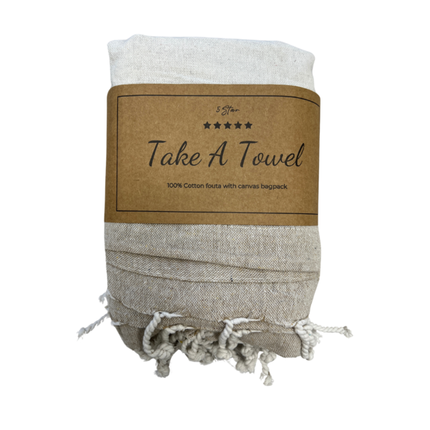 2 in 1 -  Fouta tas Jip 3 beige Ca 90 x180 cm