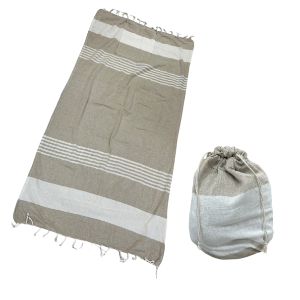 2 in 1 -  Fouta tas Jip 3 beige Ca 90 x180 cm