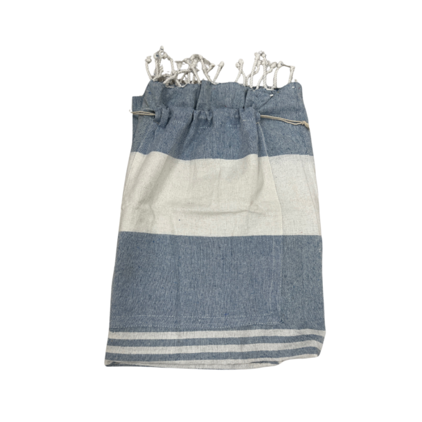 2 in 1 -  Fouta tas Jip 4 grijs  blauw Ca 90 x180 cm