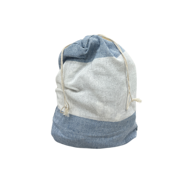 2 in 1 -  Fouta tas Jip 4 grijs  blauw Ca 90 x180 cm