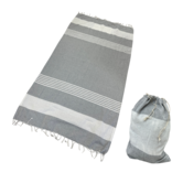 2 in 1 -  Fouta tas Jip 5 grijs Ca 90 x180 cm