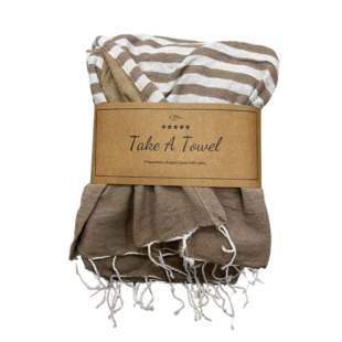 Polycotton fouta Juul 1 bruin Ca 90 x180 cm