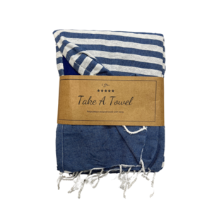 Polycotton fouta Juul 2 blauw Ca 90 x180 cm