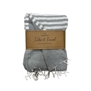 Polycotton fouta Juul 3 grijs Ca 90 x180 cm