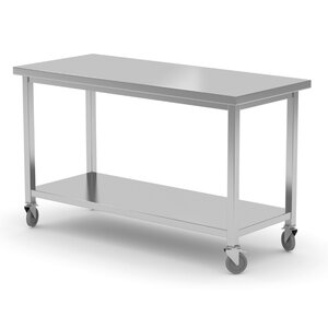 INOXI Stainless steel mobile table with shelf | 1200x600x(h)850 mm