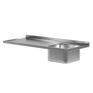 INOXI Spoelwerkblad 2600(b)x700(d)x40(h)mm + 1 Spoelbak 400x400x250(h) mm