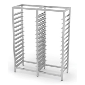 INOXI Stainless steel double rack for gn containers and baking trays | 14x 400x600 mm