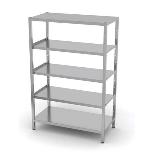INOXI RVS Voorraadrek - 5 Schappen in hoogte verstelbaar 1100X600X1800(h)mm