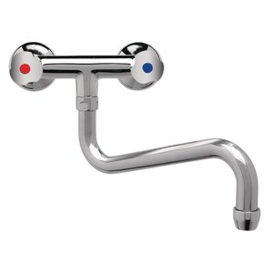 Gastro M Wall Two-Hole Heavy Duty Mixer with Multiple Turn Knobs and Lower Spout 200mm