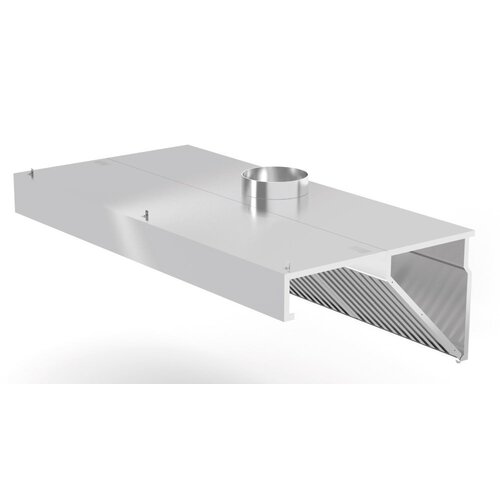 INOXI Stainless steel wall mounted angled extractor hood | 2300x700x(h)450 mm