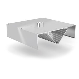 INOXI RVS Afzuigkap recht eilandmodel 1500(b)mm x 2200(d)mm