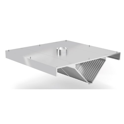 INOXI Stainless steel central angled extractor hood | 2100x2400x(h)450 mm