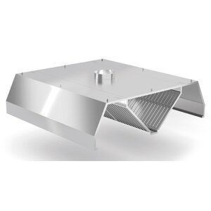 INOXI Stainless steel central trapezoid extractor hood | 1000x1600x(h)450 mm
