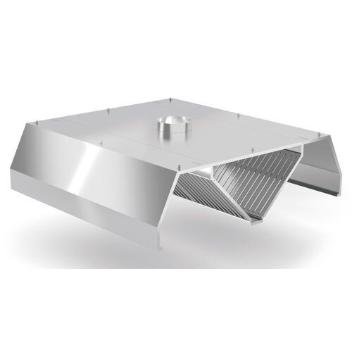 INOXI Stainless steel central trapezoid extractor hood | 1900x2000x(h)450 mm