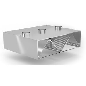 INOXI Stainless steel central induction hood | 1300x2000x(h)450 mm
