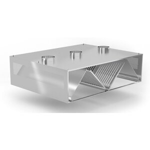 INOXI RVS Afzuigkap inductie en lucht compensatie eilandmodel 2300(b)mm x 1800(d)mm