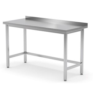 INOXI Stainless steel reinforced work table with splashback without shelf | 1100x600x(h)850 mm
