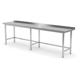 INOXI Stainless steel reinforced work table with splashback without shelf | 2000x700x(h)850 mm