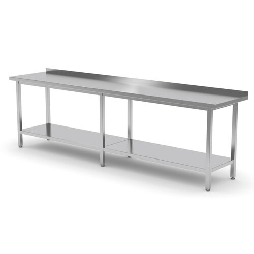 INOXI RVS Werktafel + Bodemschap + Spatrand HEAVY DUTY 2800(b)X700(d)X850(h)mm