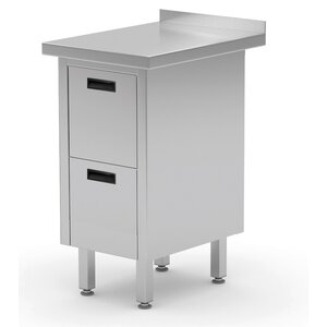 INOXI RVS Werkkast + Ladeblok met 2 Lades + Spatrand (b)430mm 600mm(d)