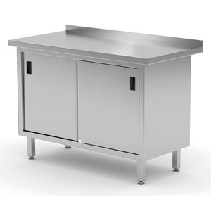 INOXI Werktafel RVS + 2 Schuifdeuren + Spatrand HEAVY DUTY 1000(b)X600(d)X850(h)mm