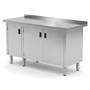 INOXI Werkkast RVS + 2 Klapdeuren + Spatrand HEAVY DUTY 1400(b)X700(d)X850(h)mm