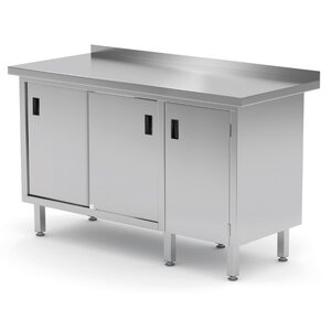 INOXI Werkkast RVS + 1 Klapdeur + 2 Schuifdeuren + Spatrand 1200(b)X700(d)X850(h)mm