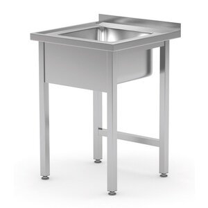 INOXI Spoeltafel + Spatrand RVS Spoelbak 400x400x250(h)mm600(b)x600(d)x850(h)mm