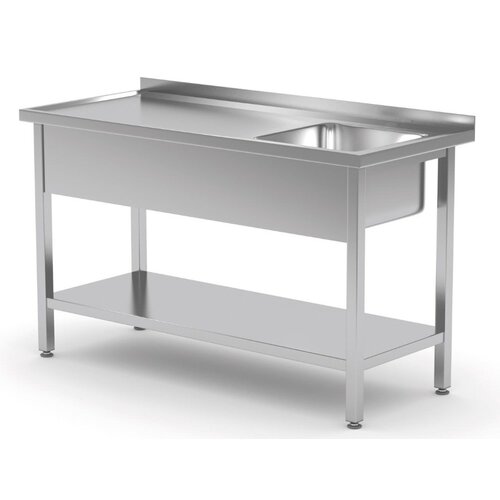 INOXI Spoeltafel RVS + Spoelbak rechts 400x400x250(h) + Bodemschap 1200(b)x600(d)x850(h)mm