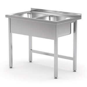 INOXI RVS Spoeltafel 1000(b)x600(d)x850(h)mm + 2 Spoelbakken van 400x400x250(h)