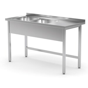 INOXI RVS Spoeltafel 1900(b)x600(d)x850(h)mm + 2 Spoelbakken 400x400x250(h) (links)