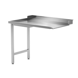 INOXI Stainless steel unloading table for dishwashers on two legs - left | 900x700x(h)850 mm