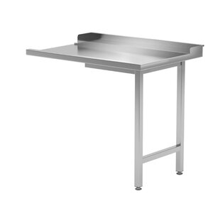 INOXI Stainless steel unloading table for dishwashers on two legs - right | 900x700x(h)850 mm