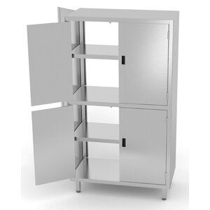 INOXI Stainless steel double-sided cupboard with partition and hinged doors | 1000x700x(h)2000 mm