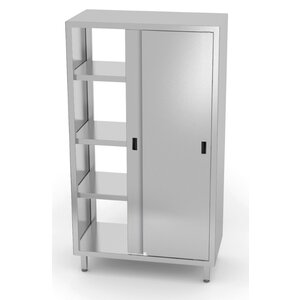 INOXI RVS Opbergkast dubbelzijdig 1000X700X2000(h)mm + 4 Klapdeuren + 3 Planken