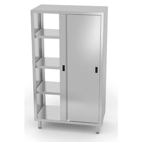 INOXI RVS Opbergkast dubbelzijdig 1000X700X2000(h)mm + 4 Klapdeuren + 3 Planken
