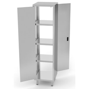 INOXI Stainless steel double-sided cupboard with hinged doors | 600x600x(h)1800 mm
